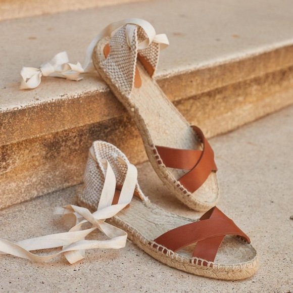 Sezane Shoes - Sezane Low Ilda Crossover Espadrille Sandals